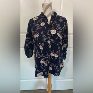 Cals Large Button Front High Low Blouse